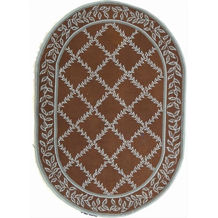 Safavieh 4 ft. - 6 in. x 6 ft. - 6 in. Oval- Transitional Chelsea Brown And Blue Hand Hooked Rug HK230G-5OV